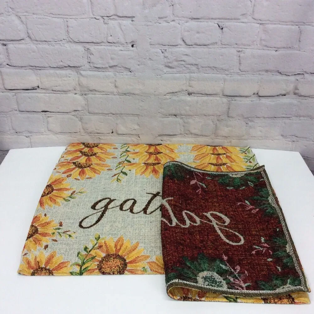 Sunflower 7Pc Kitchen Set (4)Tapestry Placemats/Dish Towel/Oven Mitt/Pot Holder